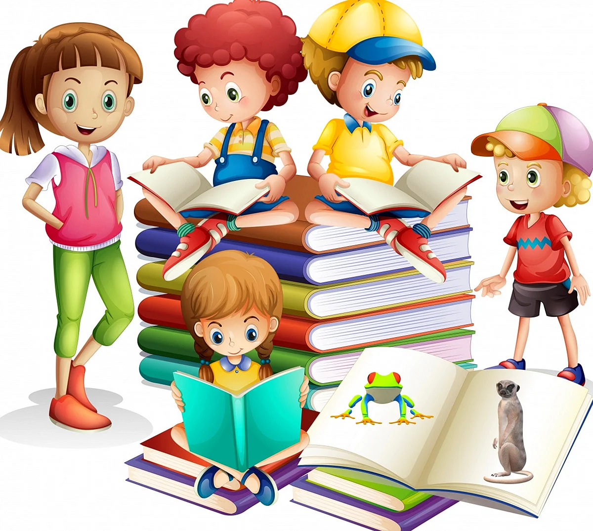 Мультяшные дети с книгами