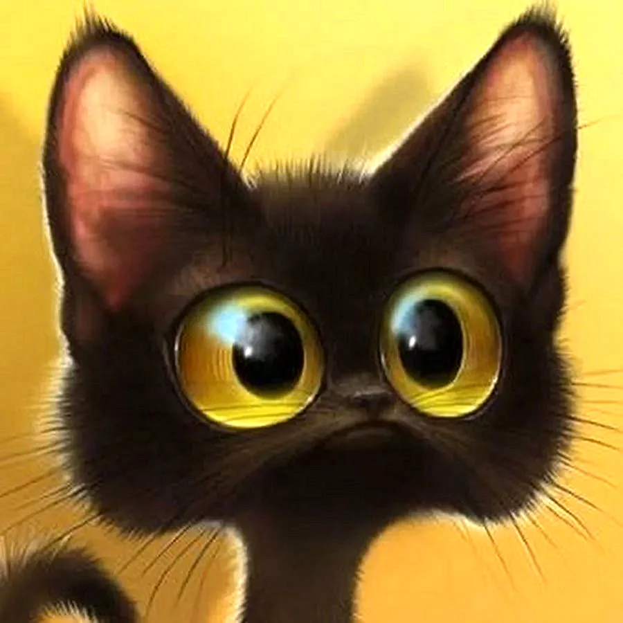 Мультяшный кот с большими глазами
