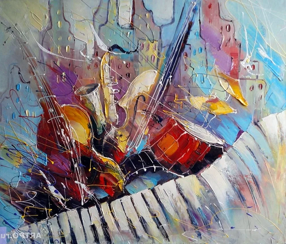 Музыканты в стиле джаз живопись