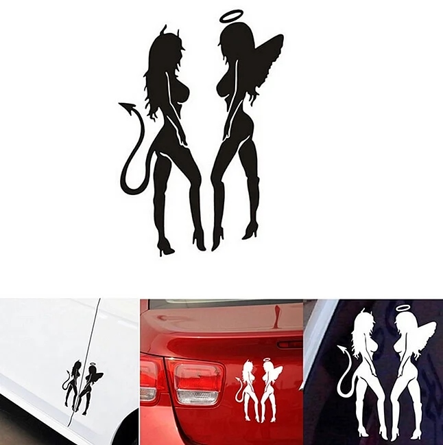Наклейка на автомобиль ангел и демон