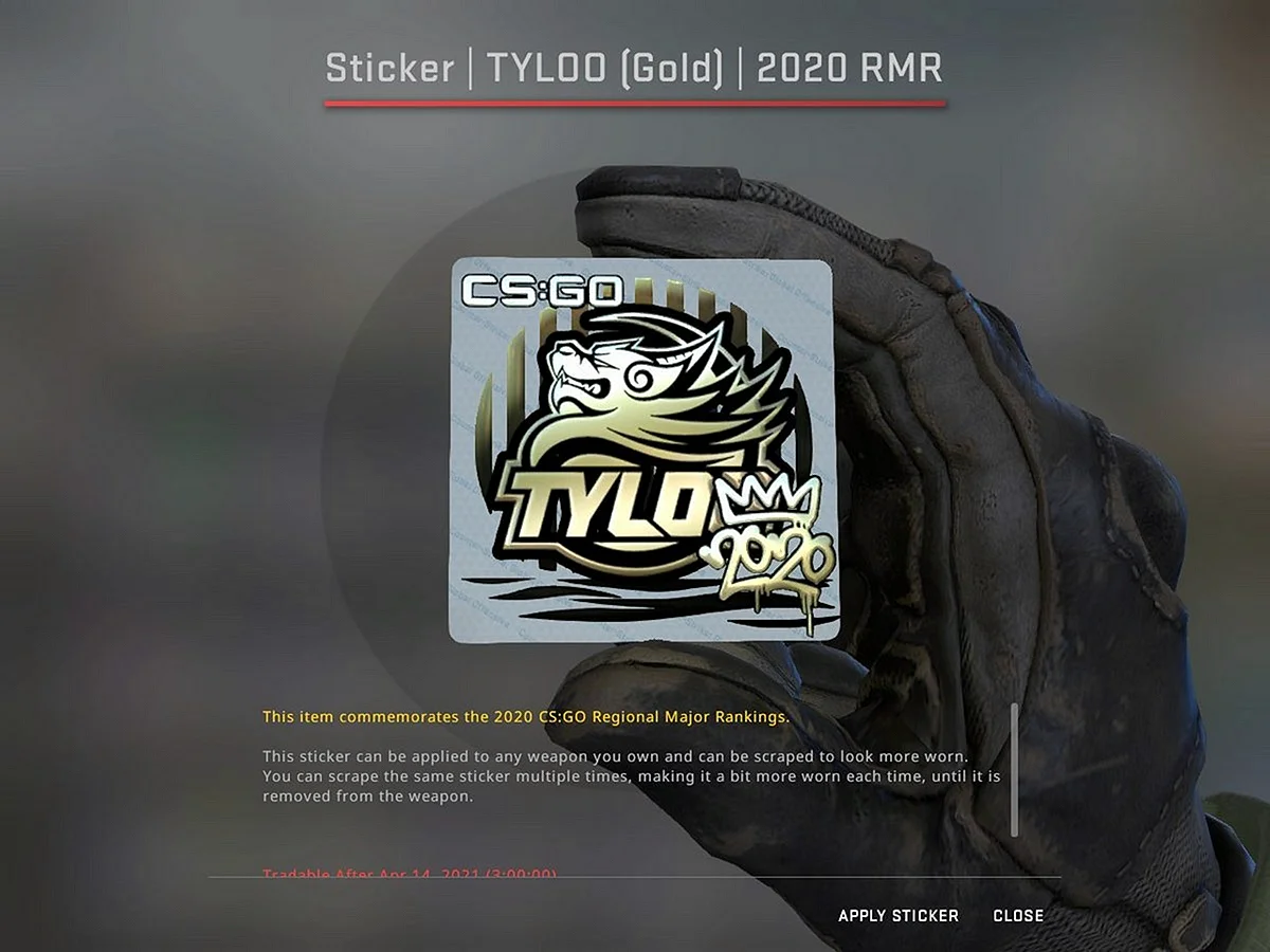 Наклейка | TYLOO (Золотая) | РМР 2020