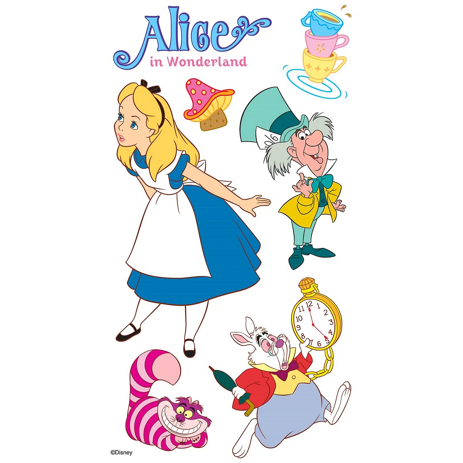 Наклейки Алиса в стране чудес Дисней