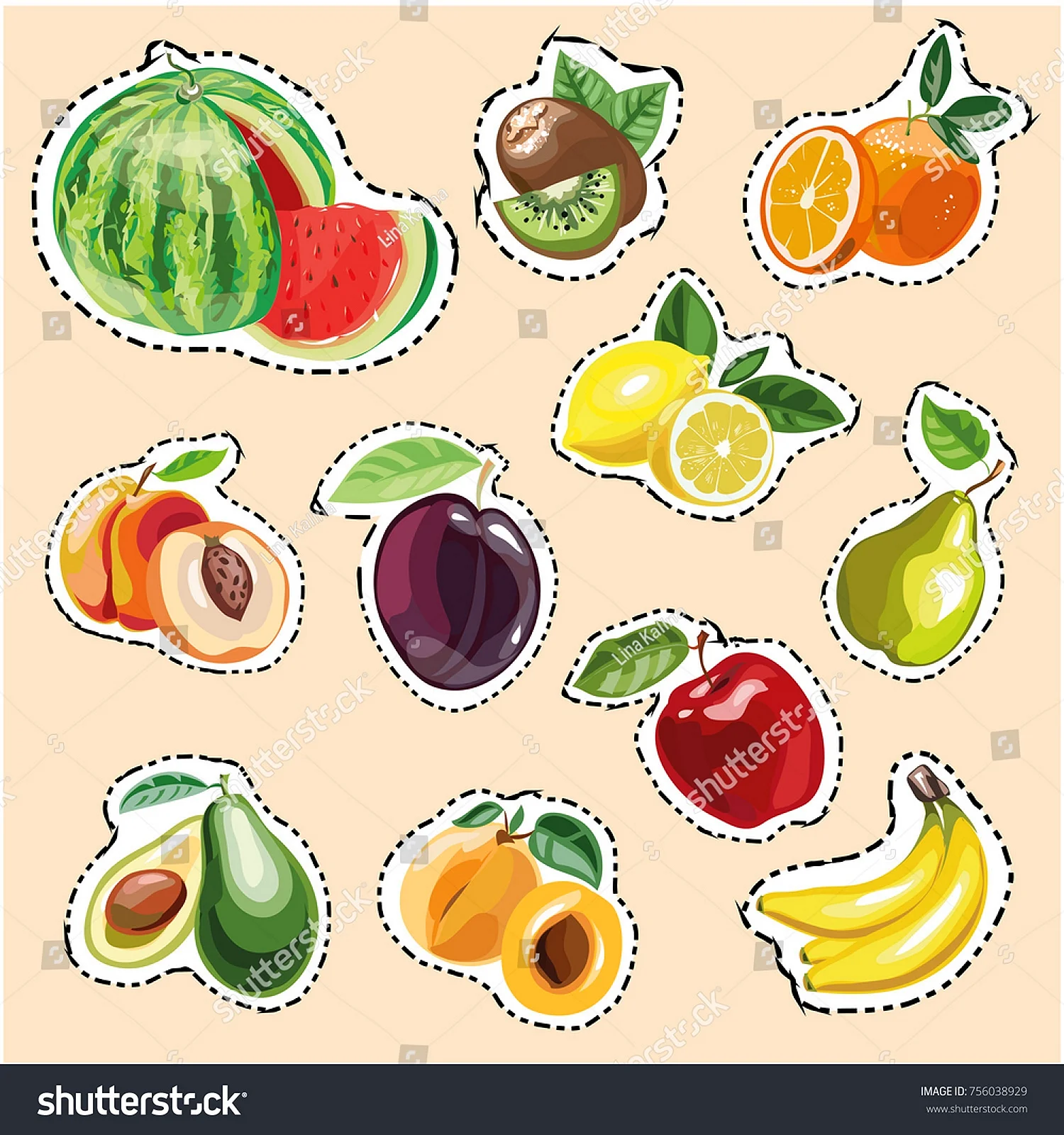 Наклейки фрукты для детей