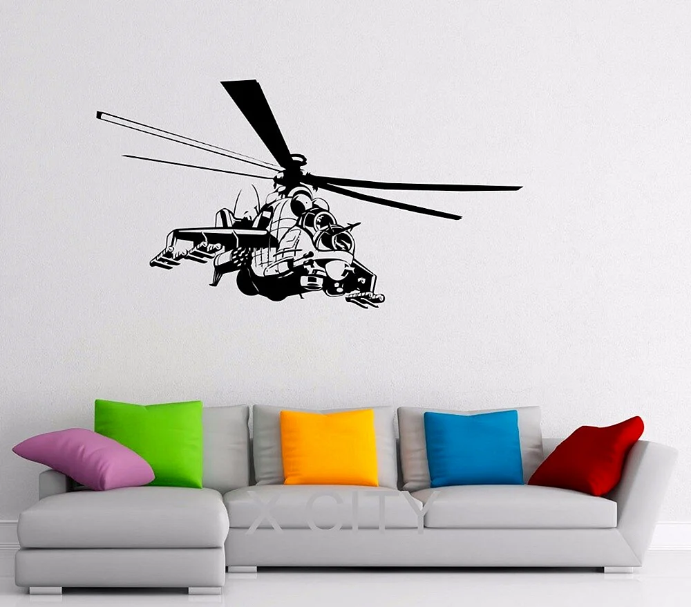 Наклейки на стену вертолет