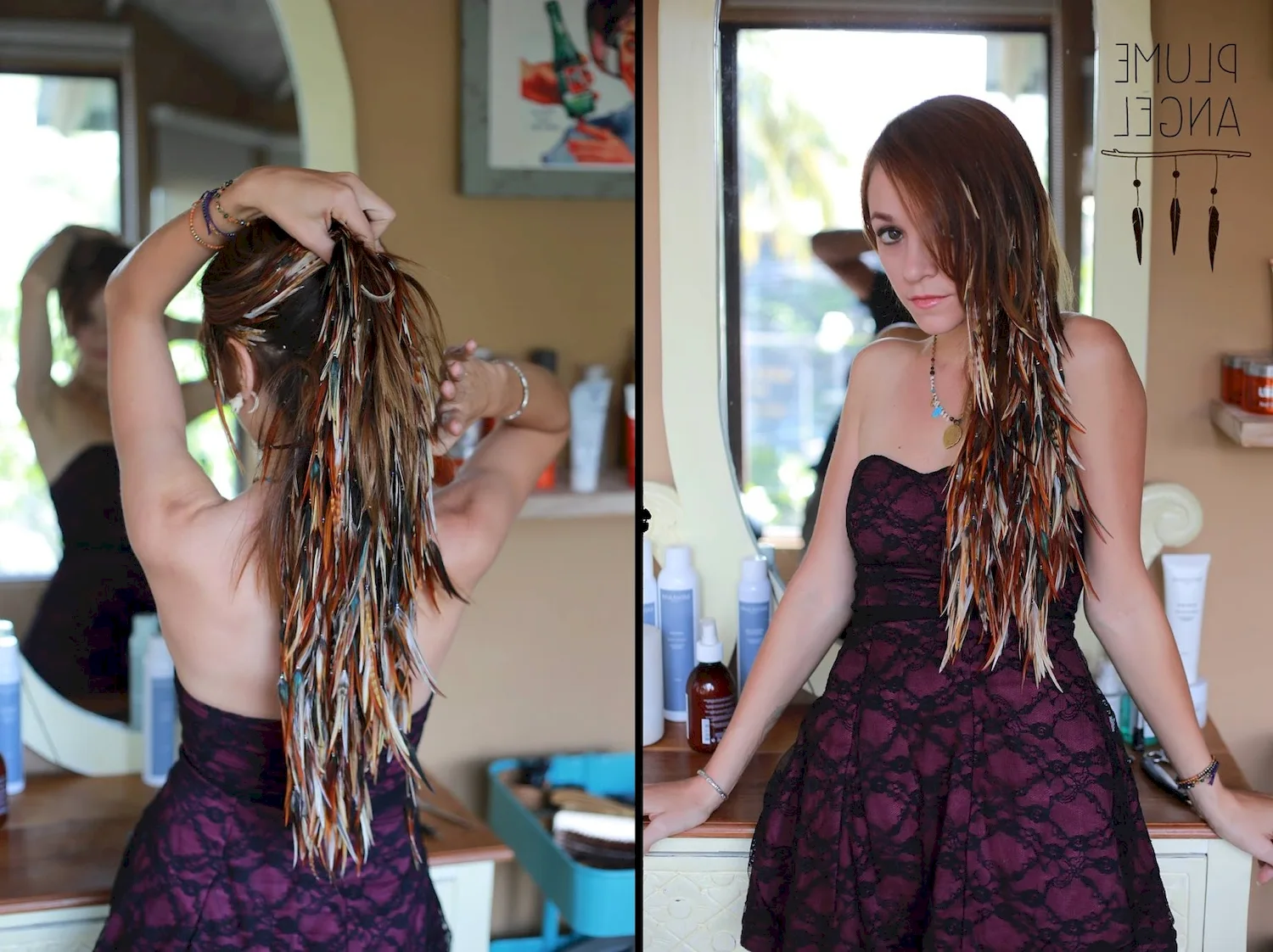 Наращивание перьев в волосы