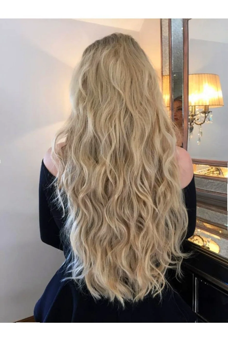 Наращивание волнистых волос блонд