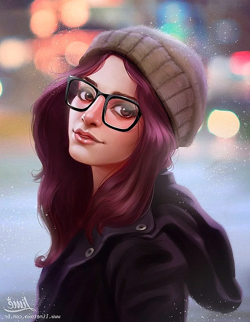 Нарисованная девушка в очках