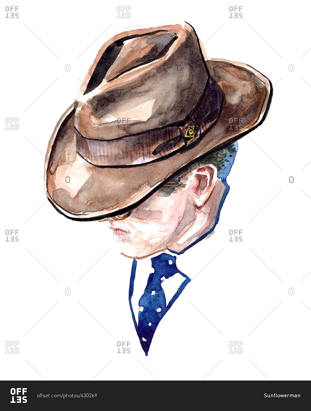 Нарисованный мужчина в шляпе