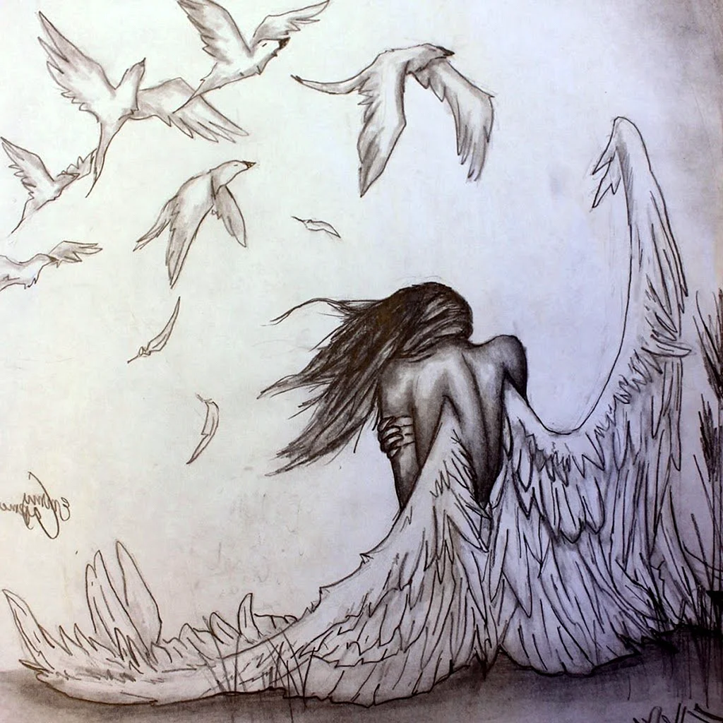Нарисовать ангела и демона карандашом