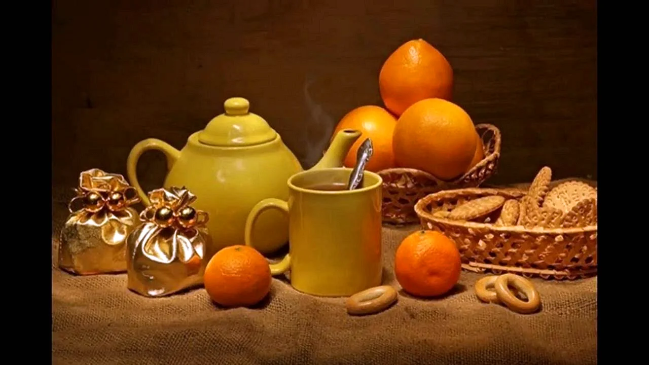 Натюрморт чай фрукты
