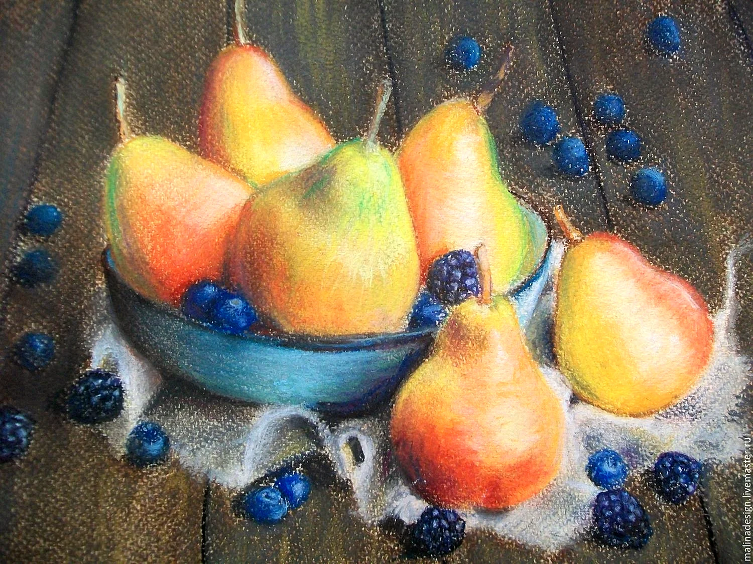 Натюрморт с фруктами пастелью