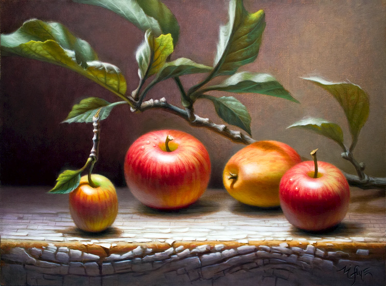 Натюрморт с яблоней