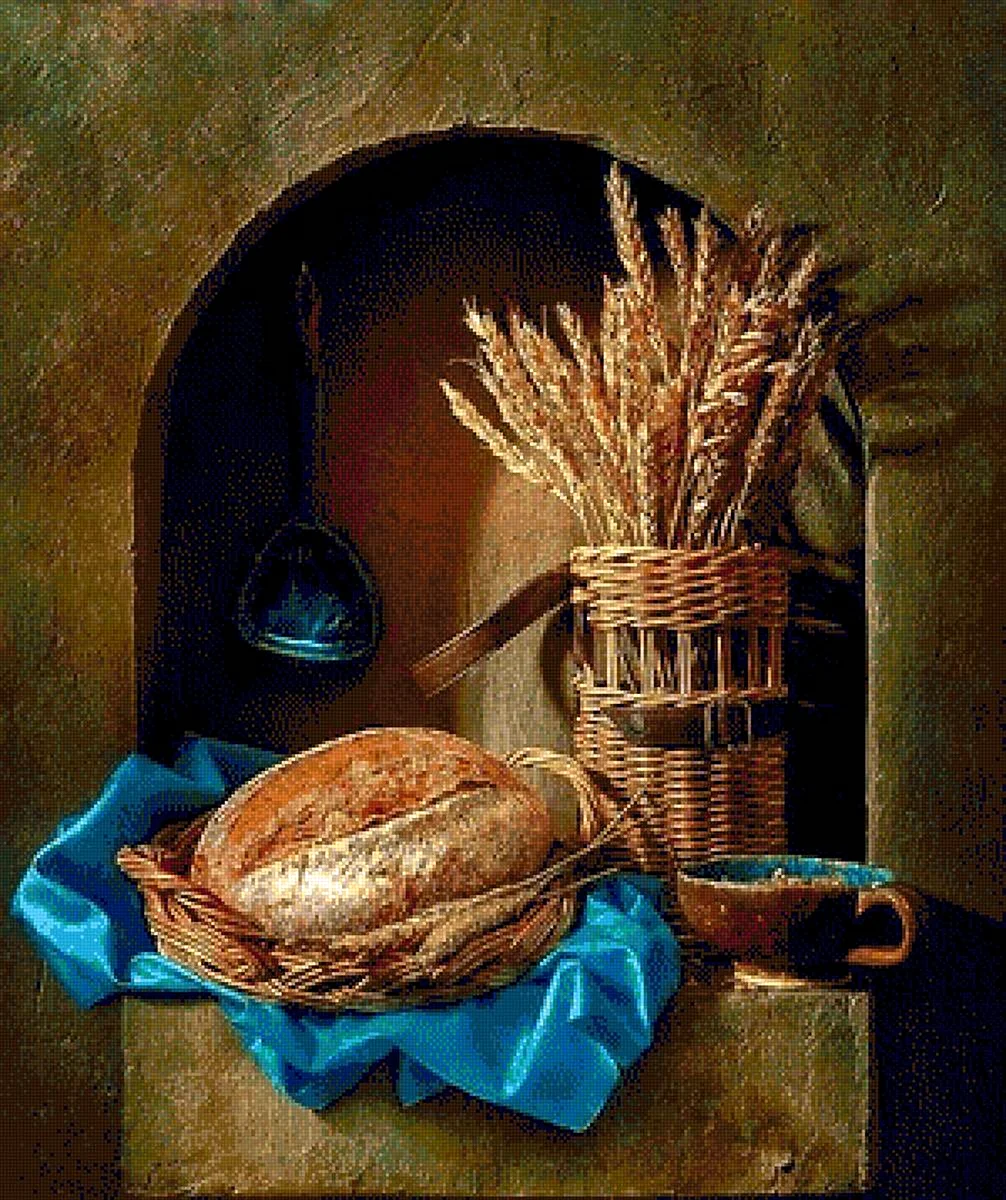 «Натюрморт с хлебом и ветчиной» Карло маджини