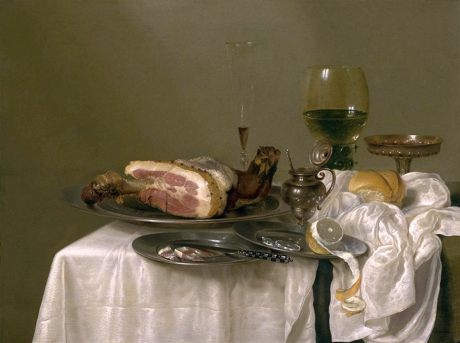 «Натюрморт с хлебом и ветчиной» (Карло маджини, конец XVIII века).