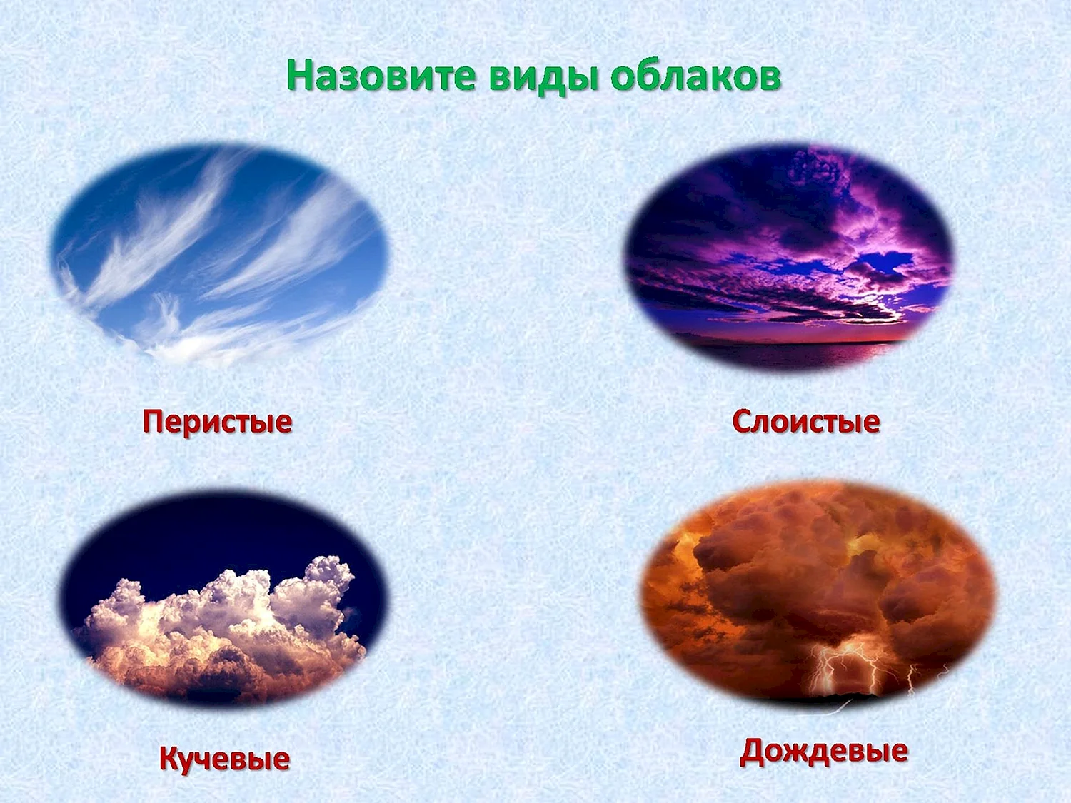 Назовите три вида облаков