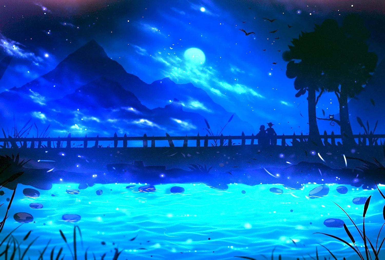 Ночной пейзаж аниме
