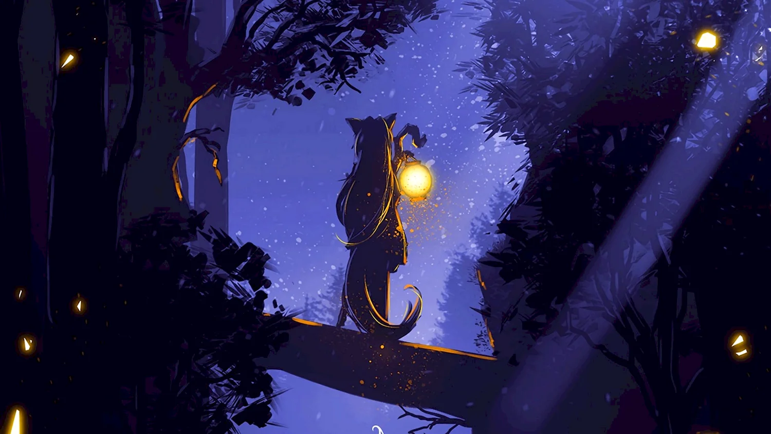 Ночной сказочный лес