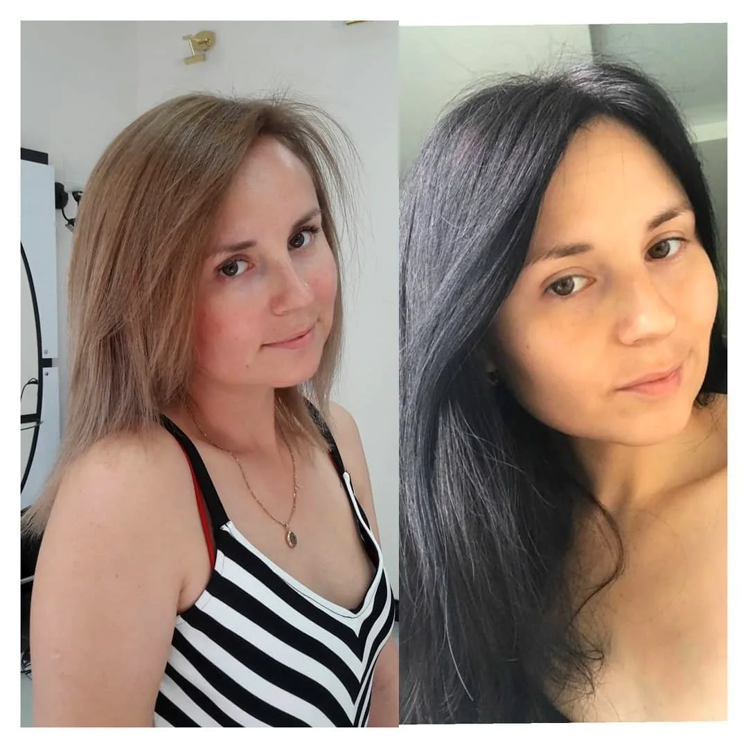 Обесцвечивание темных волос до и после