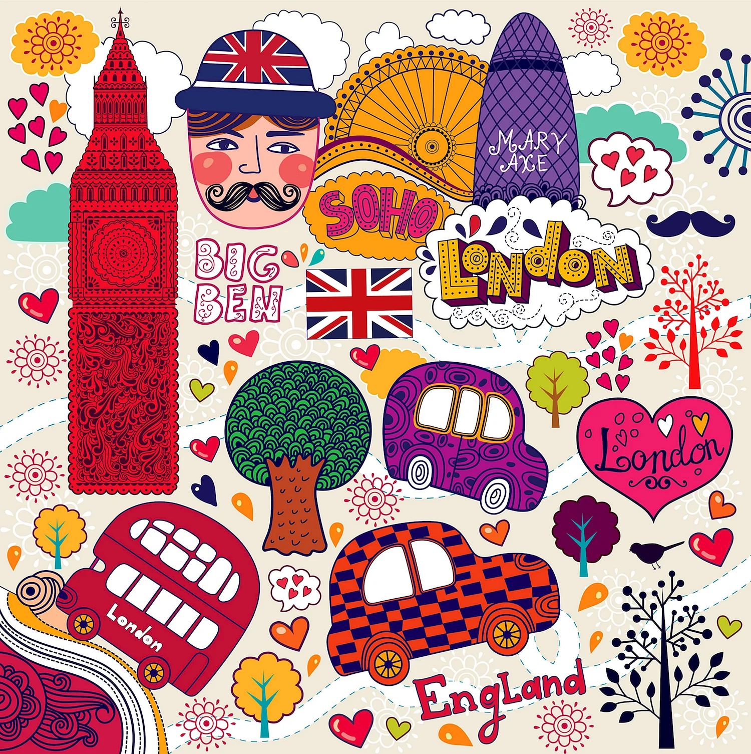 Обложка для паспорта Mitya Veselkov красочный Лондон ozam210