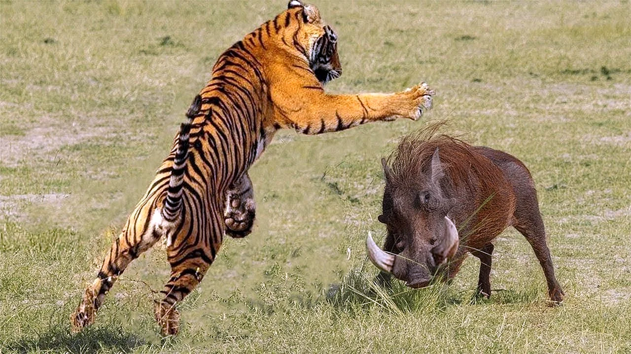 Охота тигра на животных