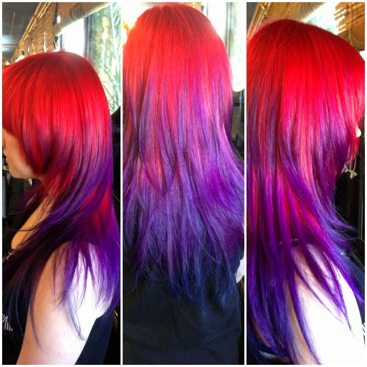 Окрашивание волос красный с фиолетовым