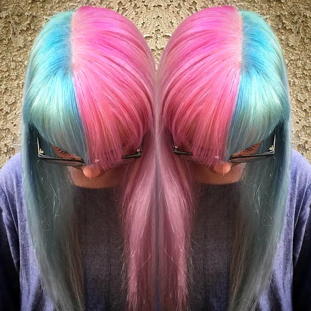 Окрашивание волос на две стороны разными цветами