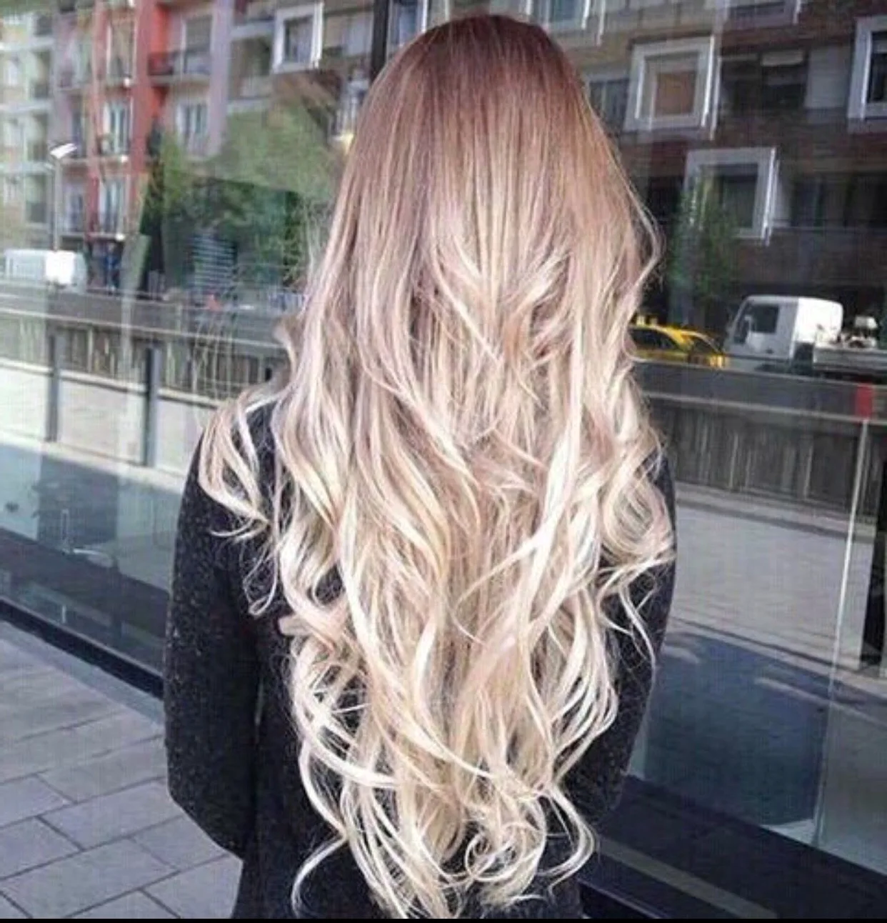 Омбре блонд на длинные волосы