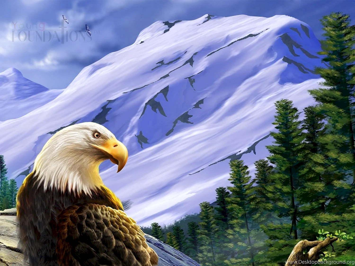 Орел на фоне гор