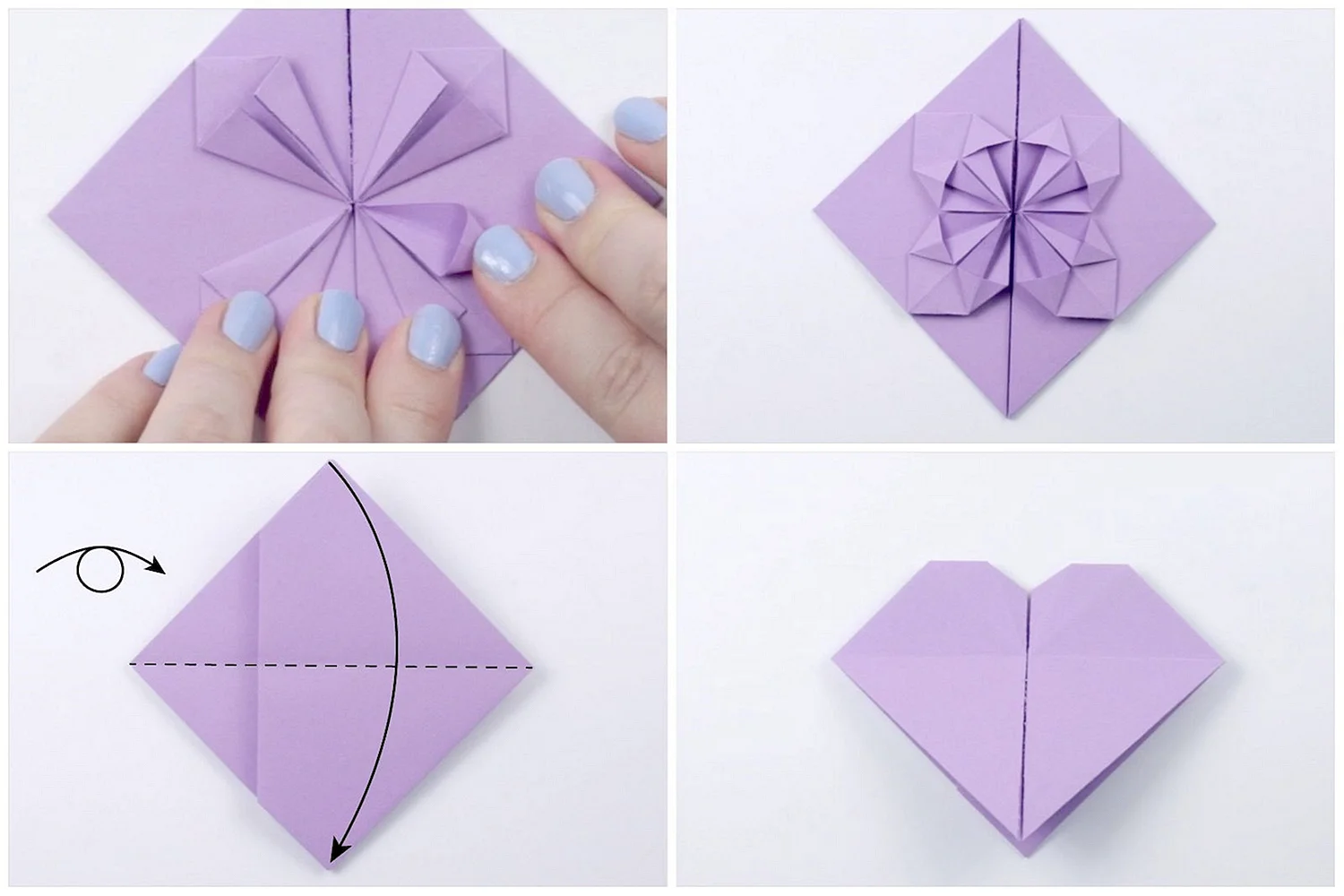Оригами сердечко с цветком