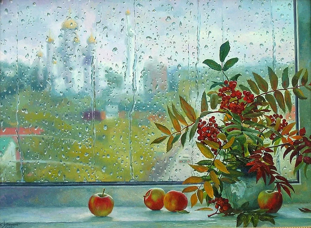 Осень за окном живопись