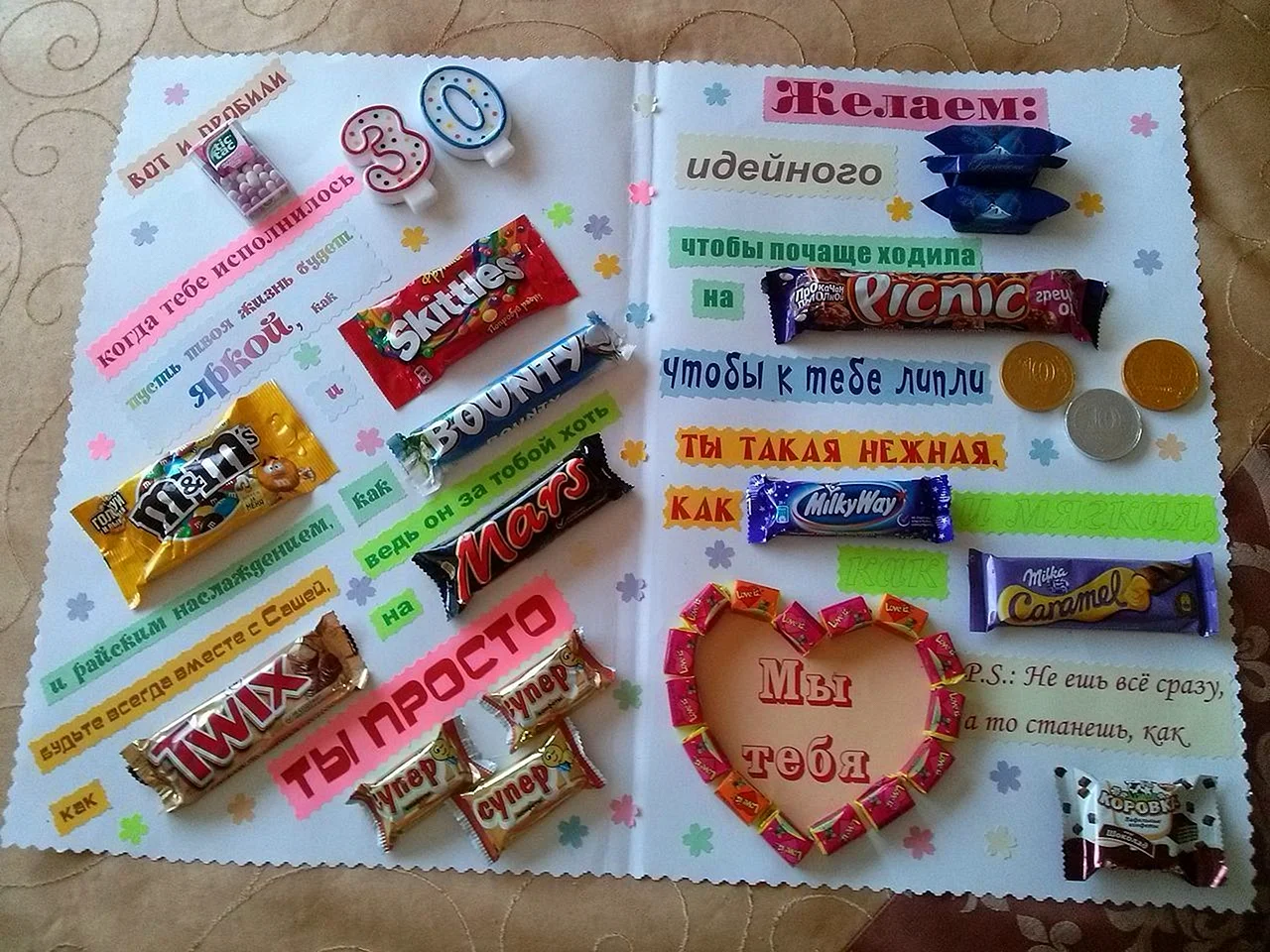 Открытка ко всемирному дню шоколада кондитерский плакат со сладостями и конфетами