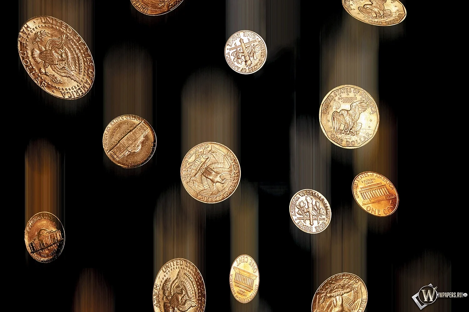 Падающие золотые монеты