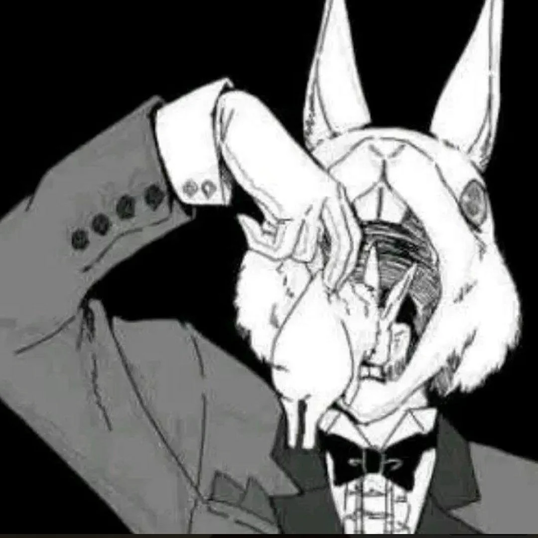 Парень в маске кролика арт
