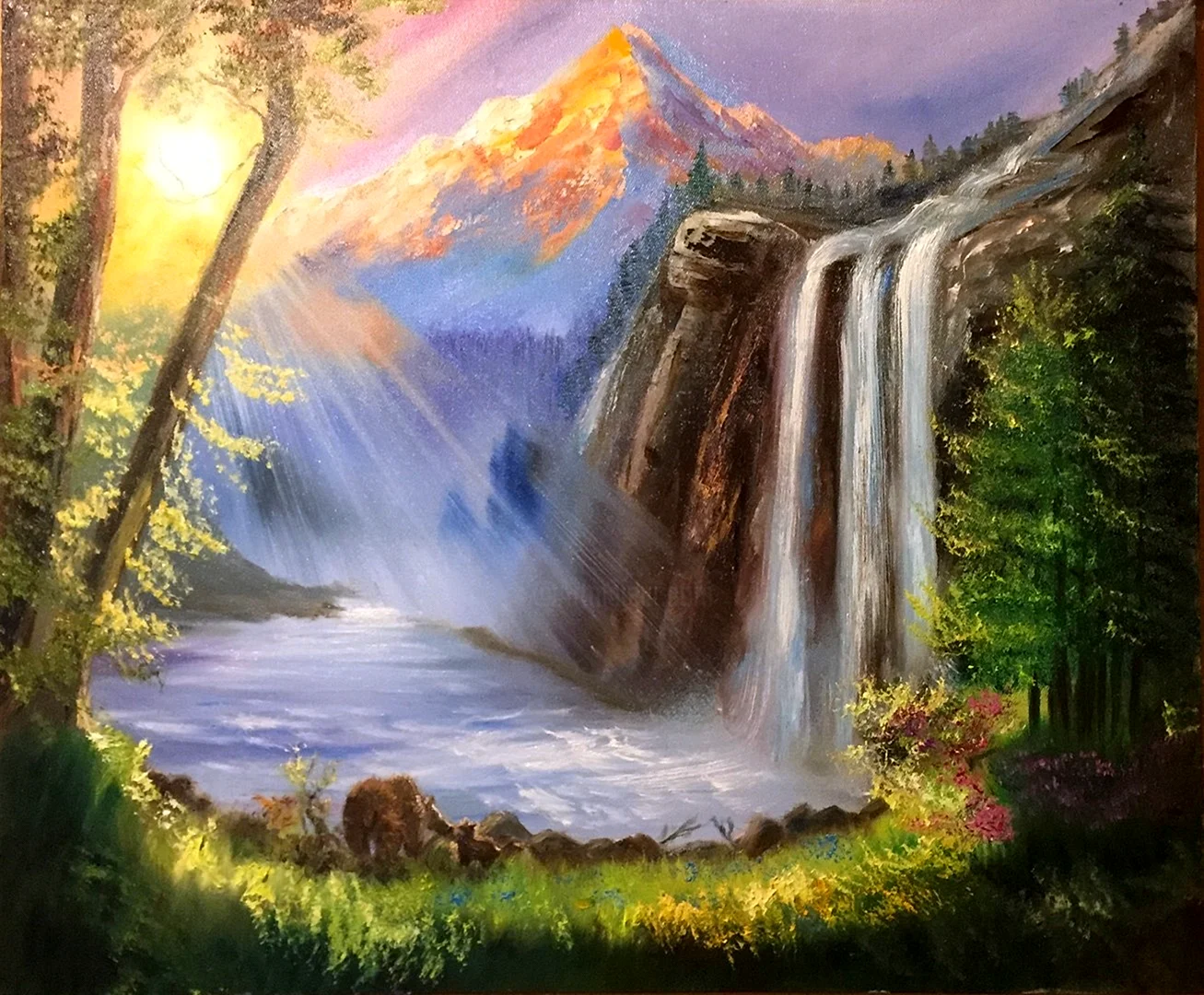 Пейзаж с водопадом в живописи
