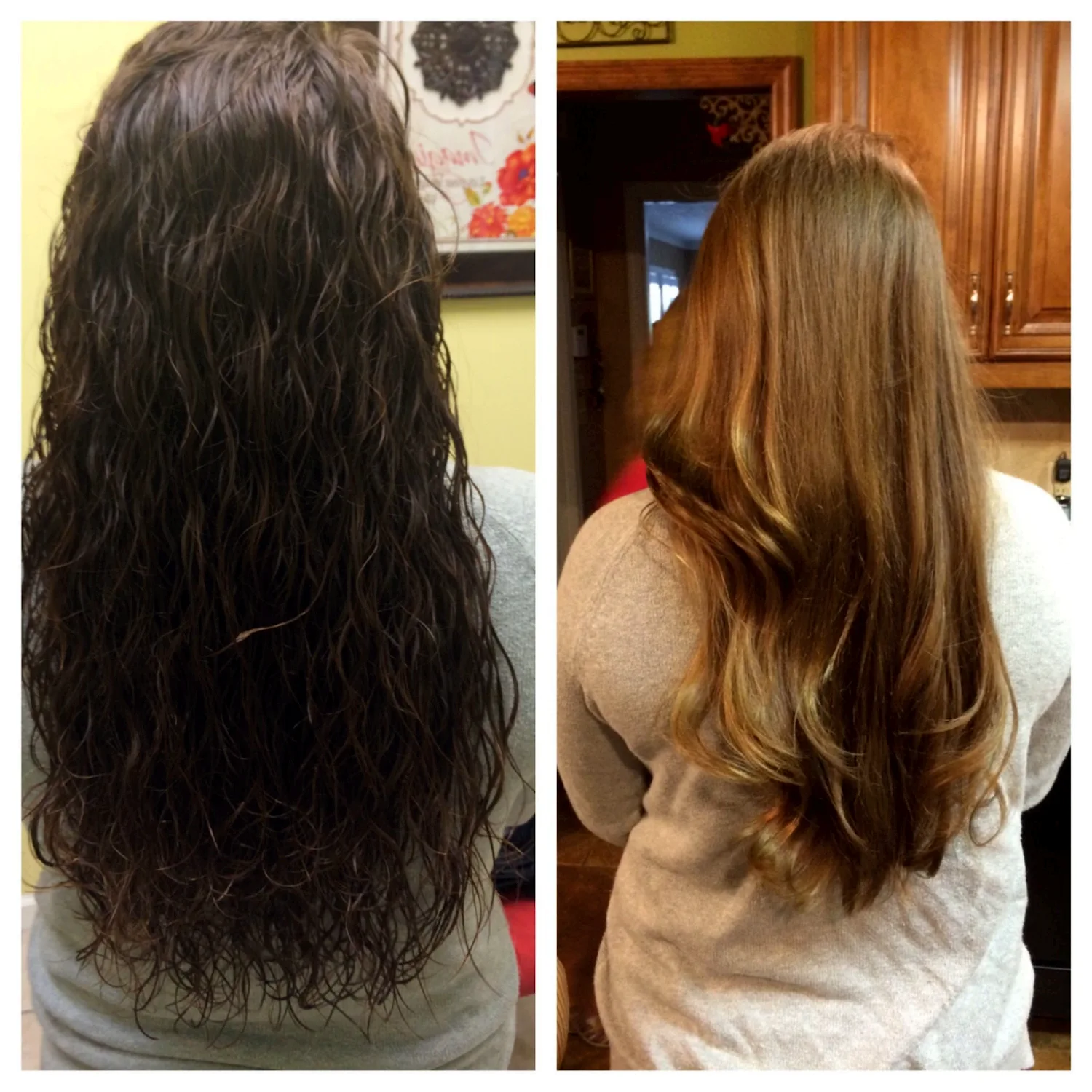 Перманентная завивка волос до и после
