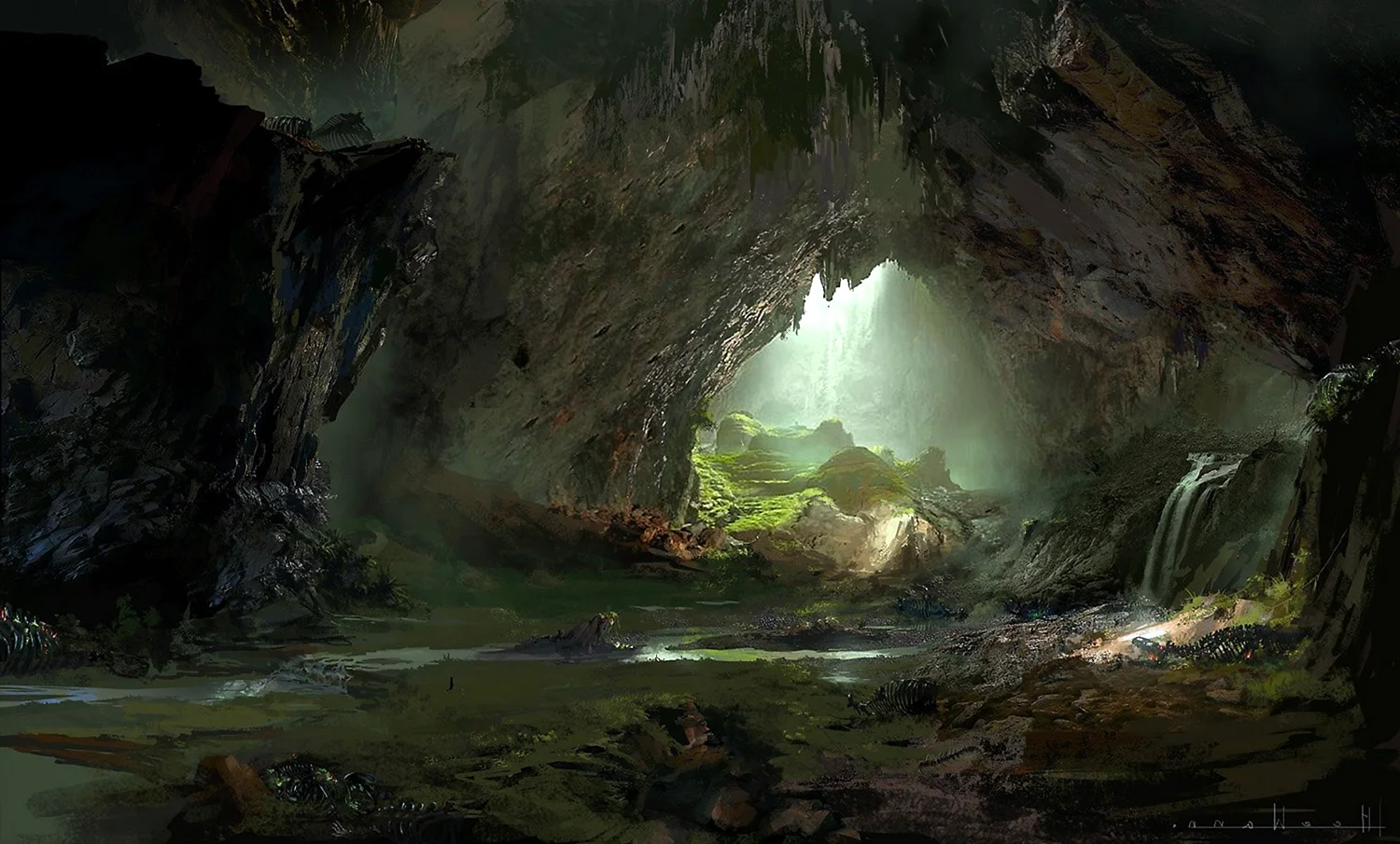 Пещера сталактитов фэнтези арт