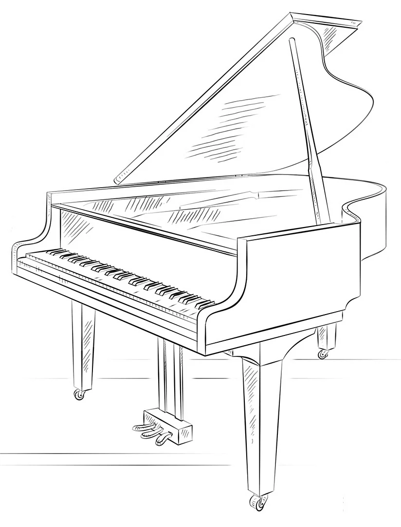 Пианино сбоку рисунок