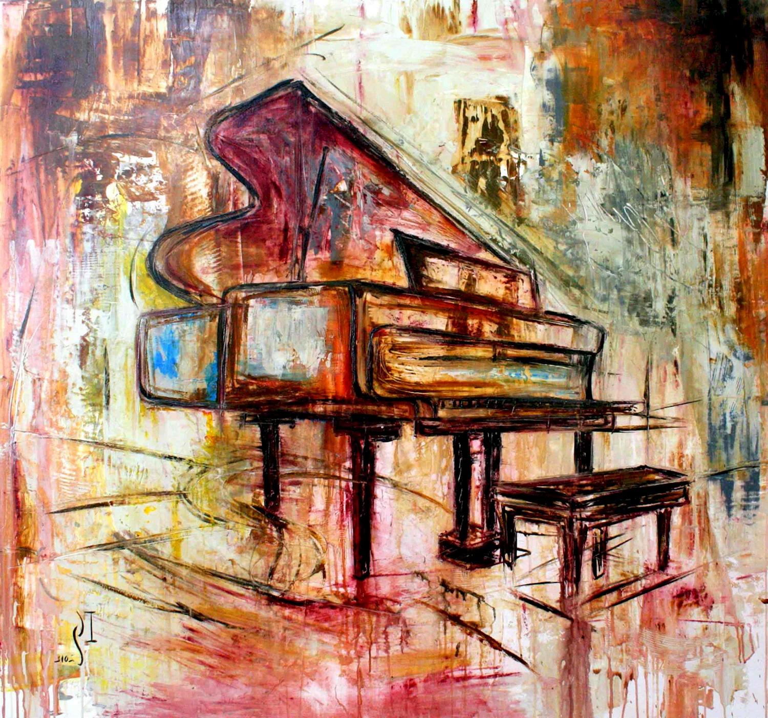 Пианист акварель