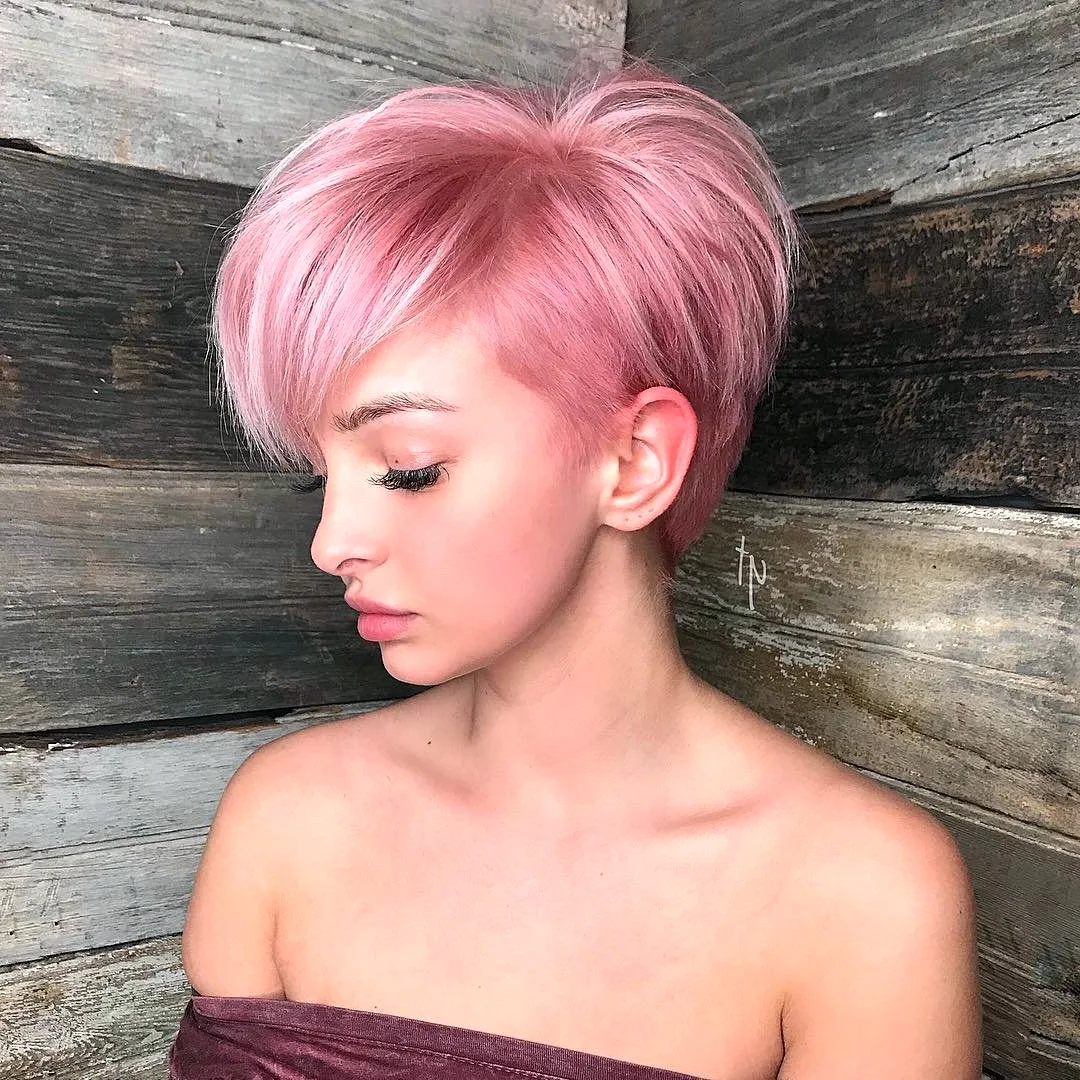 Розовый цвет волос на короткие волосы (57 лучших фото)