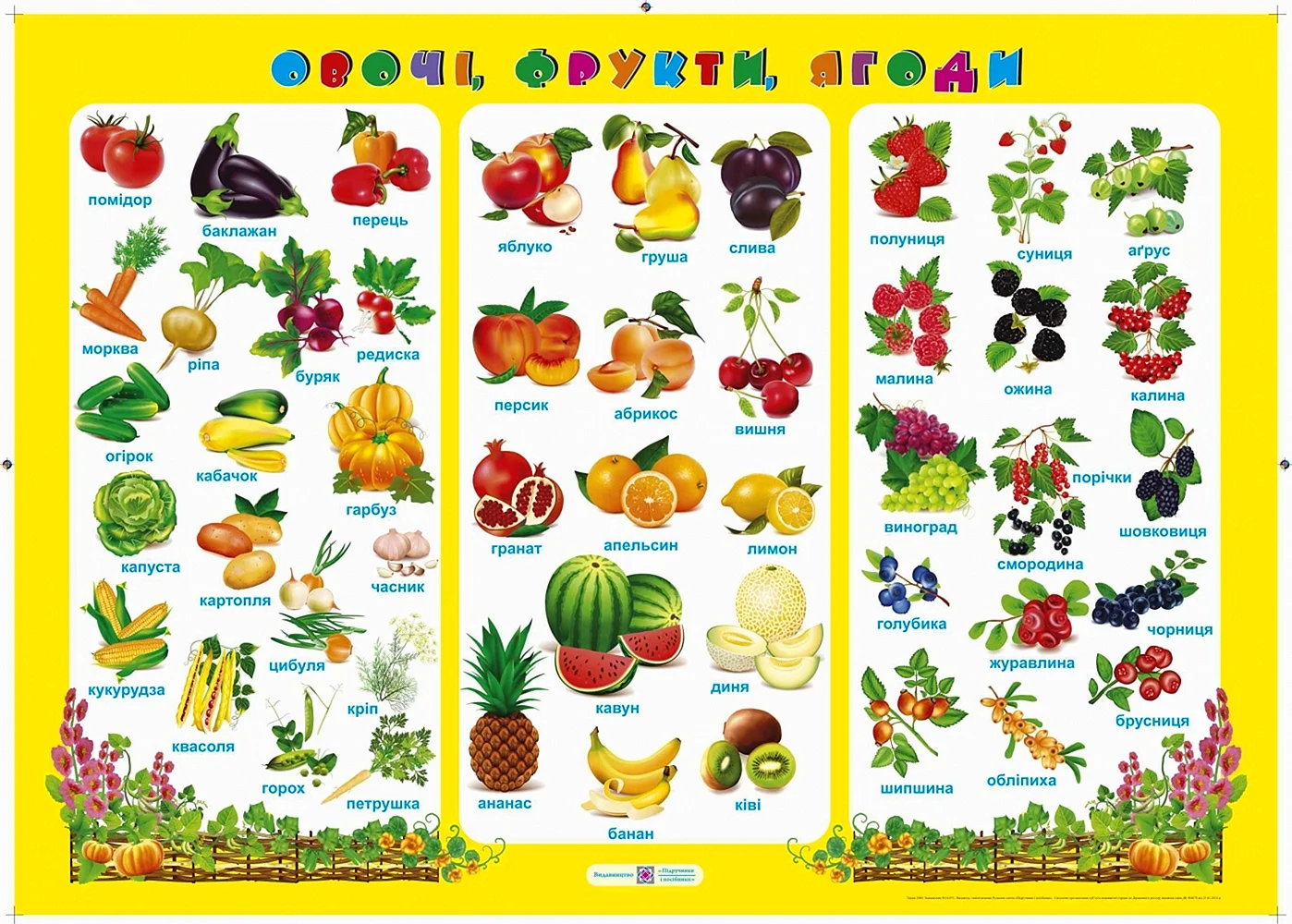 Плакат фрукты для детского сада
