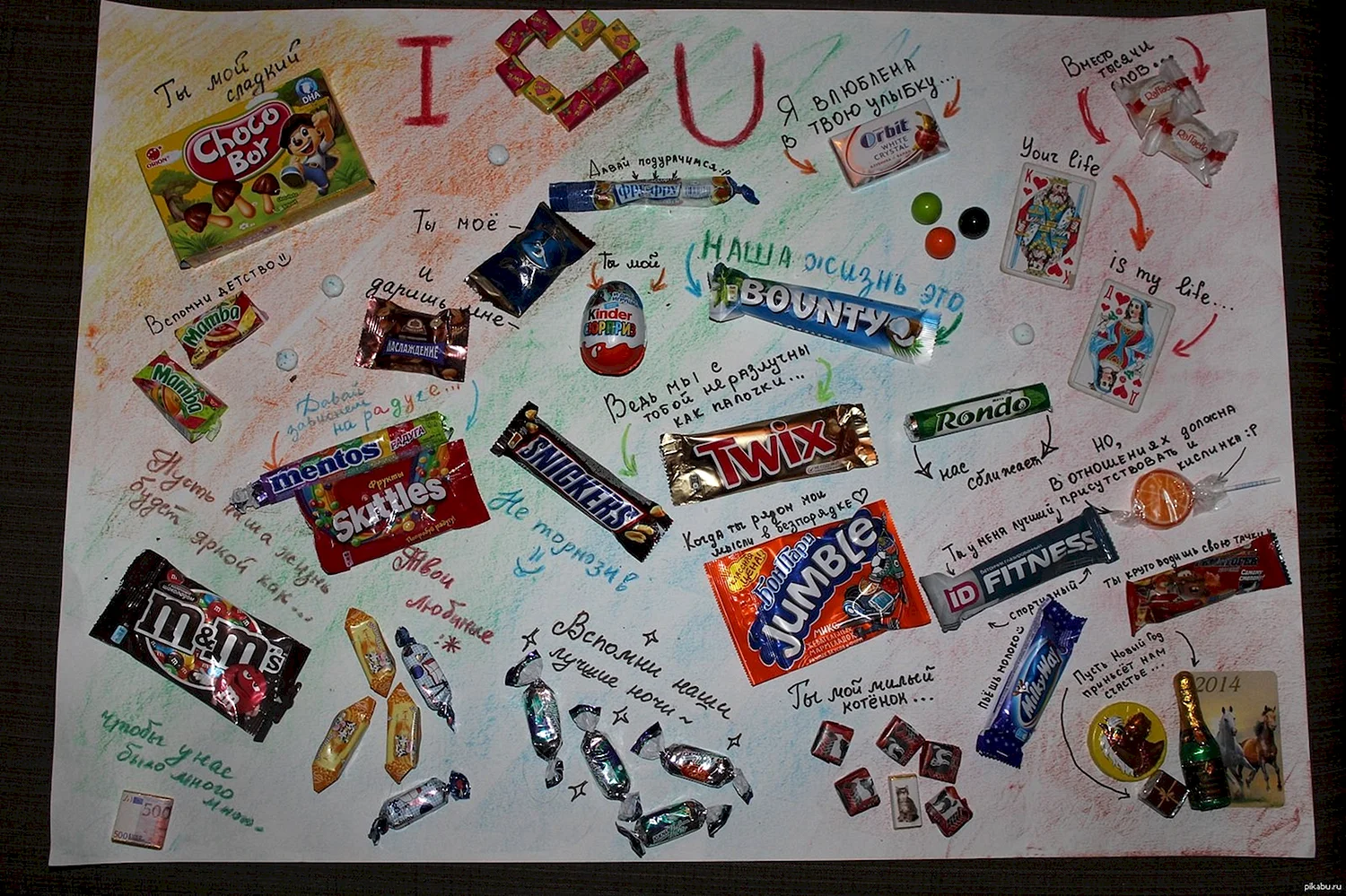 Плакат подруге на день рождения со сладостями