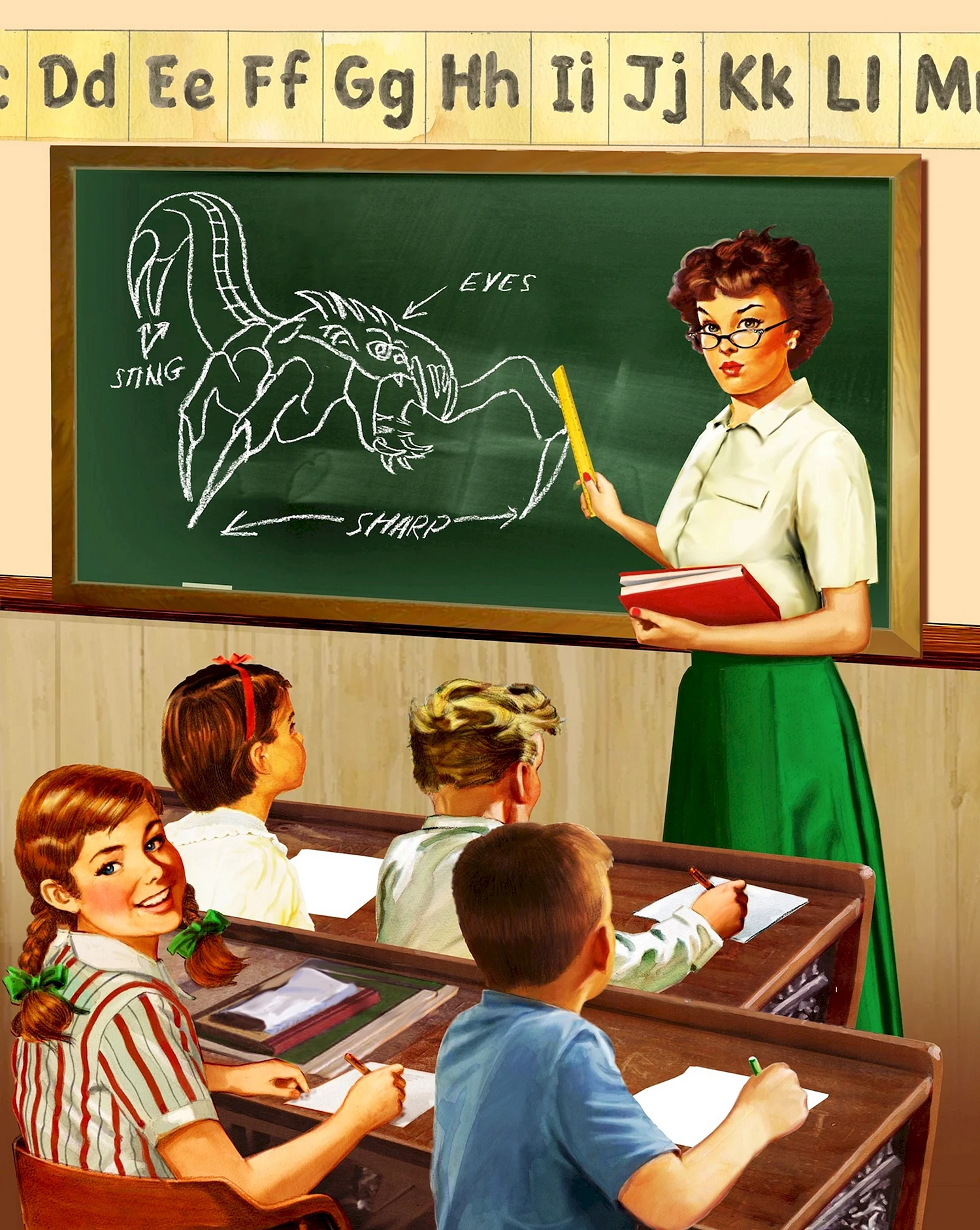 Плакат учитель и ученики