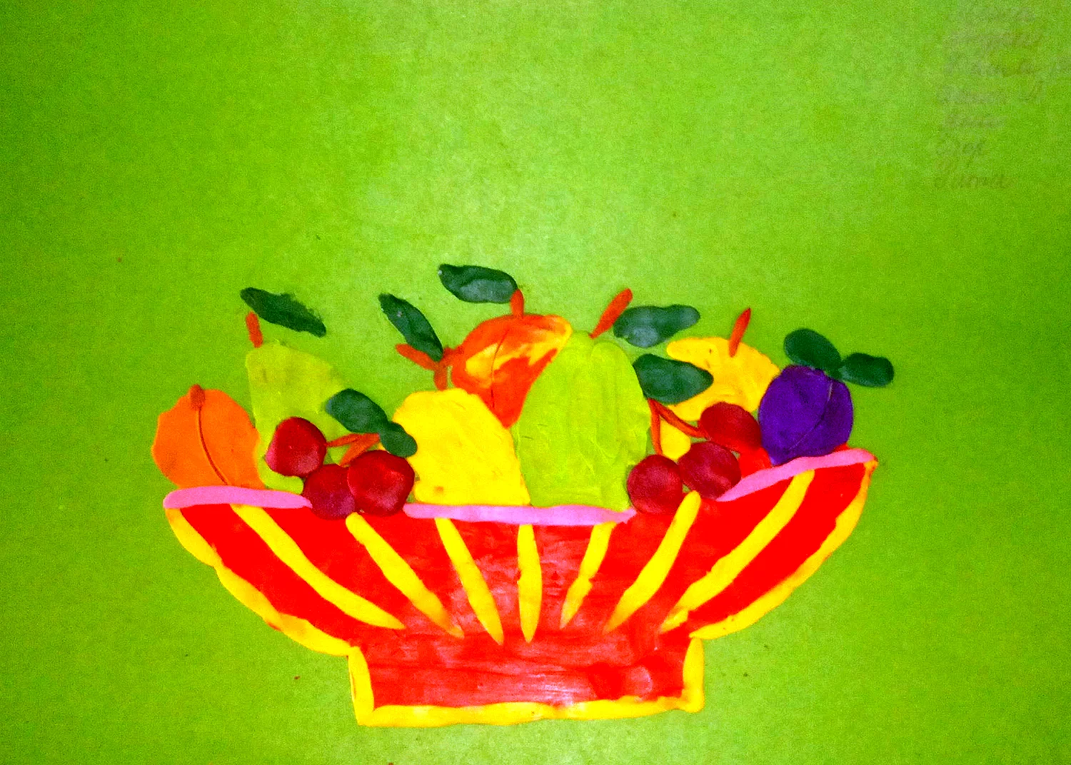Пластилинография фрукты на тарелке