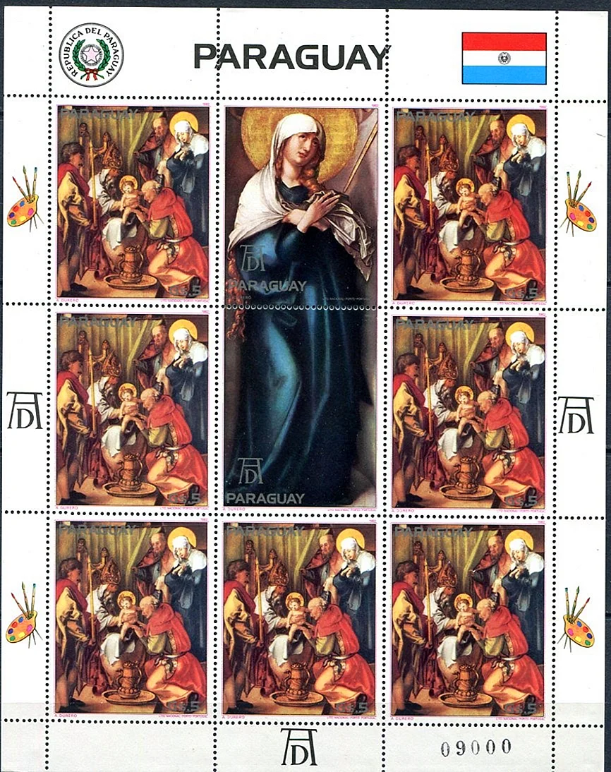 Почтовые марки Парагвай живопись