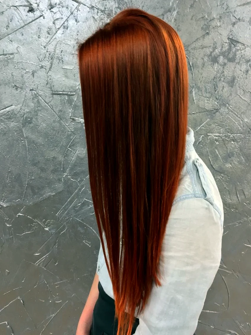 Покраска на прямые волосы рыжий