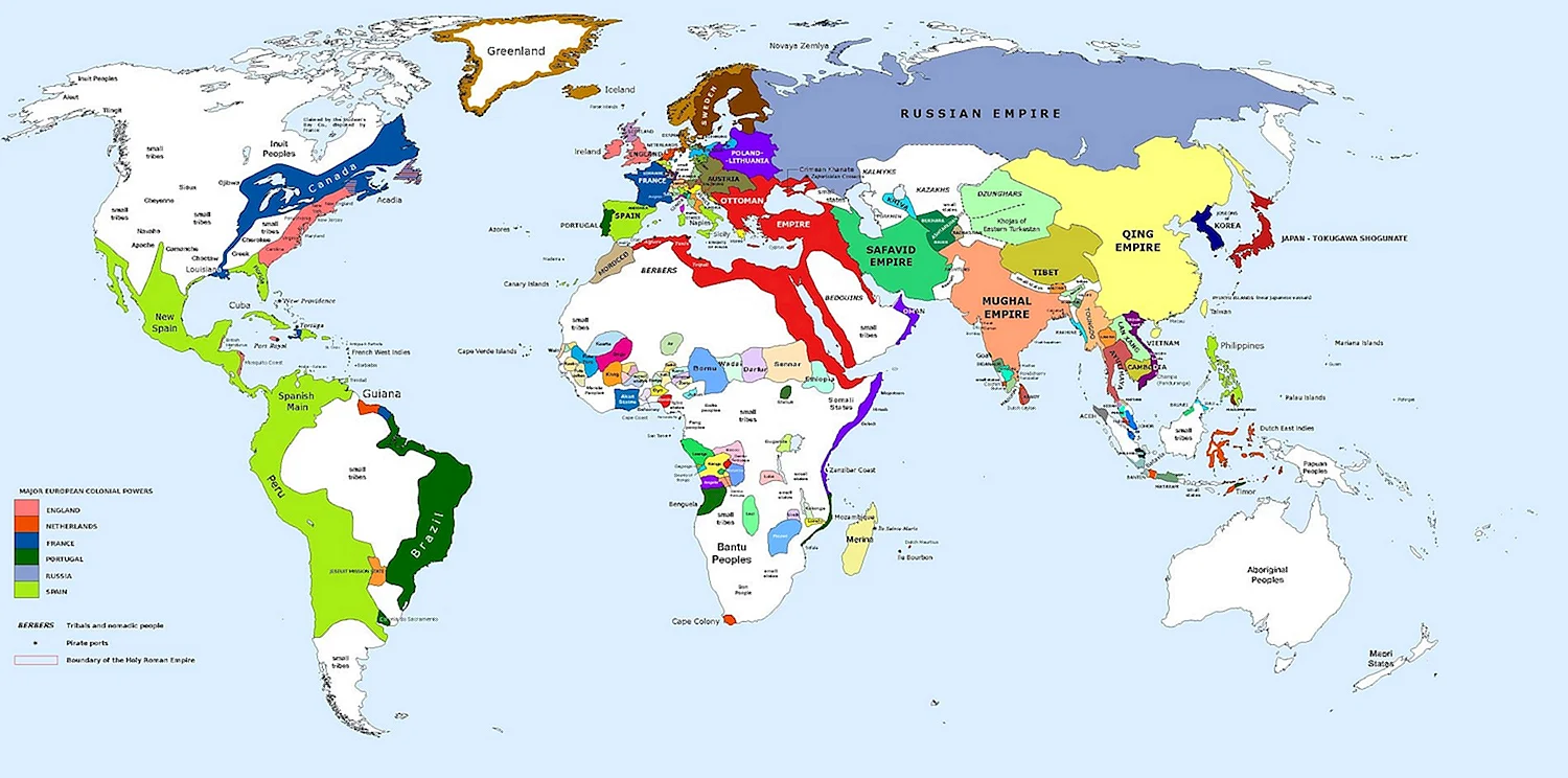 Политическая карта мира 18 века