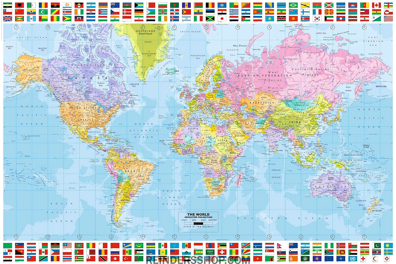 Политическая карта мира большой масштаб