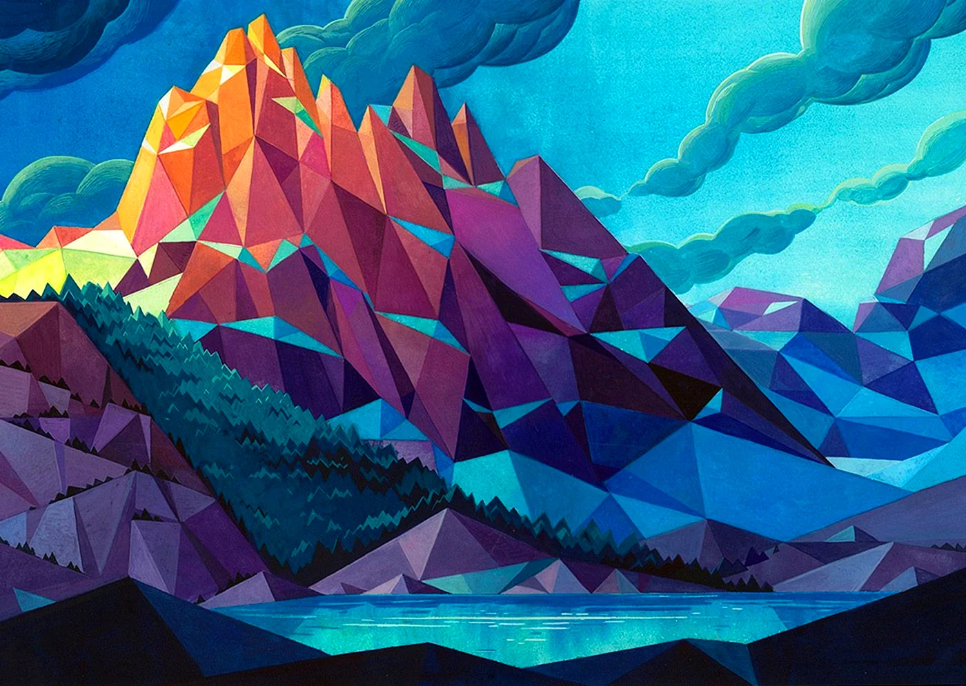 Polygonal Landscape Paintings by Laura Bifano