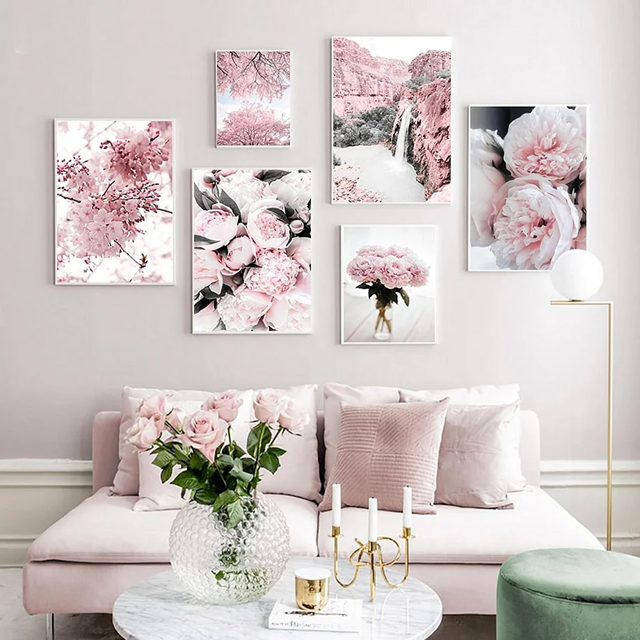 Постеры для интерьера в розовых тонах