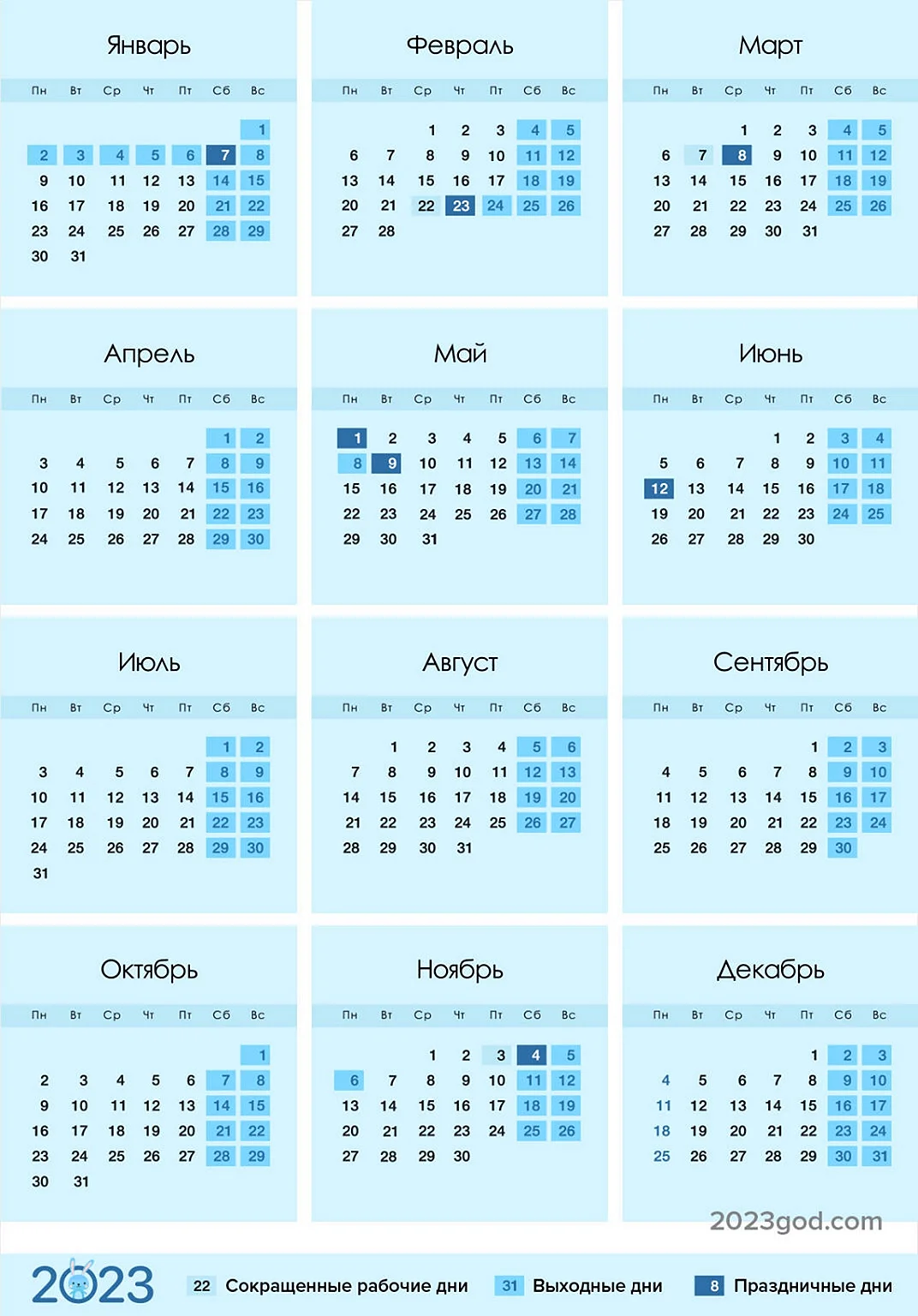 Праздничные дни 2023 года в России производственный календарь